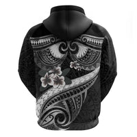 Black Polynesia Hoodie Tribal Pattern Tropical Frangipani LT14 - Polynesian Pride