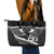 Black Polynesia Leather Tote Bag Tribal Pattern Tropical Frangipani