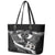 Black Polynesia Leather Tote Bag Tribal Pattern Tropical Frangipani