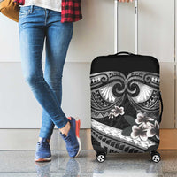 Black Polynesia Luggage Cover Tribal Pattern Tropical Frangipani LT14 - Polynesian Pride