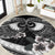 Black Polynesia Round Carpet Tribal Pattern Tropical Frangipani