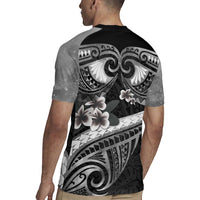 Black Polynesia Rugby Jersey Tribal Pattern Tropical Frangipani LT14 - Polynesian Pride
