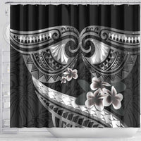 Black Polynesia Shower Curtain Tribal Pattern Tropical Frangipani LT14 - Polynesian Pride