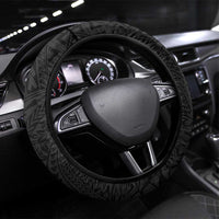Black Polynesia Steering Wheel Cover Tribal Pattern Tropical Frangipani LT14 Universal Fit Black - Polynesian Pride