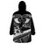 Black Polynesia Wearable Blanket Hoodie Tribal Pattern Tropical Frangipani