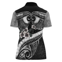 Black Polynesia Women Polo Shirt Tribal Pattern Tropical Frangipani LT14 - Polynesian Pride