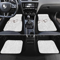 White Polynesia Car Mats Tribal Pattern Tropical Frangipani LT14 Set 4pcs White - Polynesian Pride