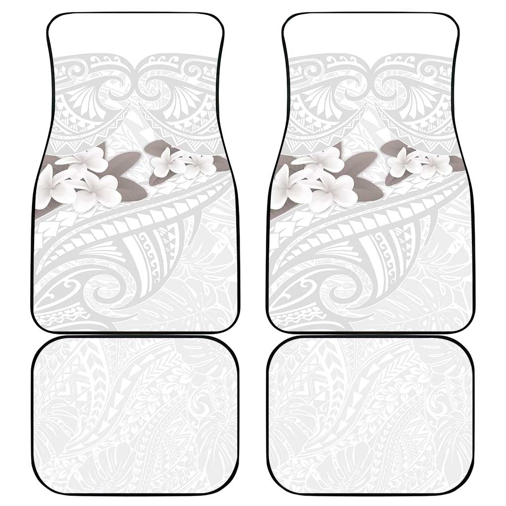 White Polynesia Car Mats Tribal Pattern Tropical Frangipani LT14 - Polynesian Pride