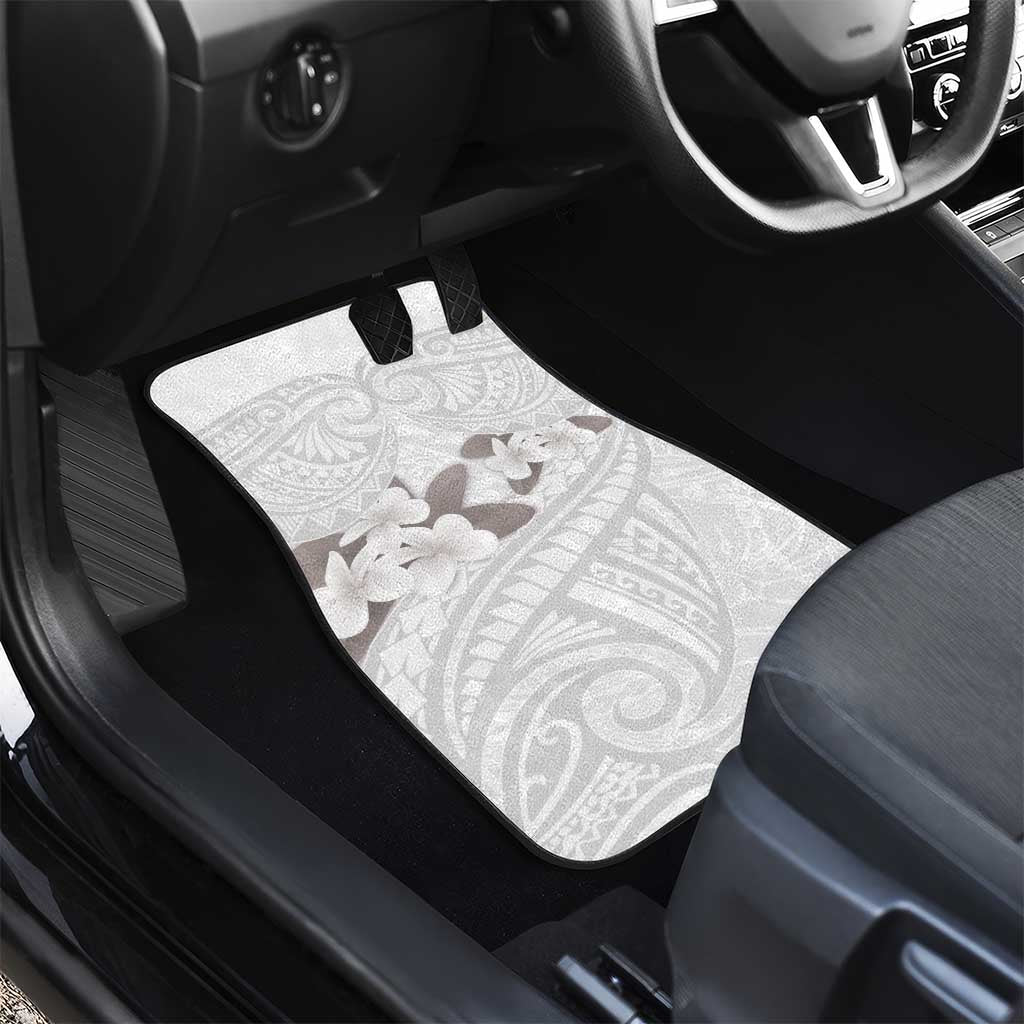 White Polynesia Car Mats Tribal Pattern Tropical Frangipani LT14 - Polynesian Pride