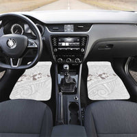 White Polynesia Car Mats Tribal Pattern Tropical Frangipani LT14 Set 2pcs - Front White - Polynesian Pride