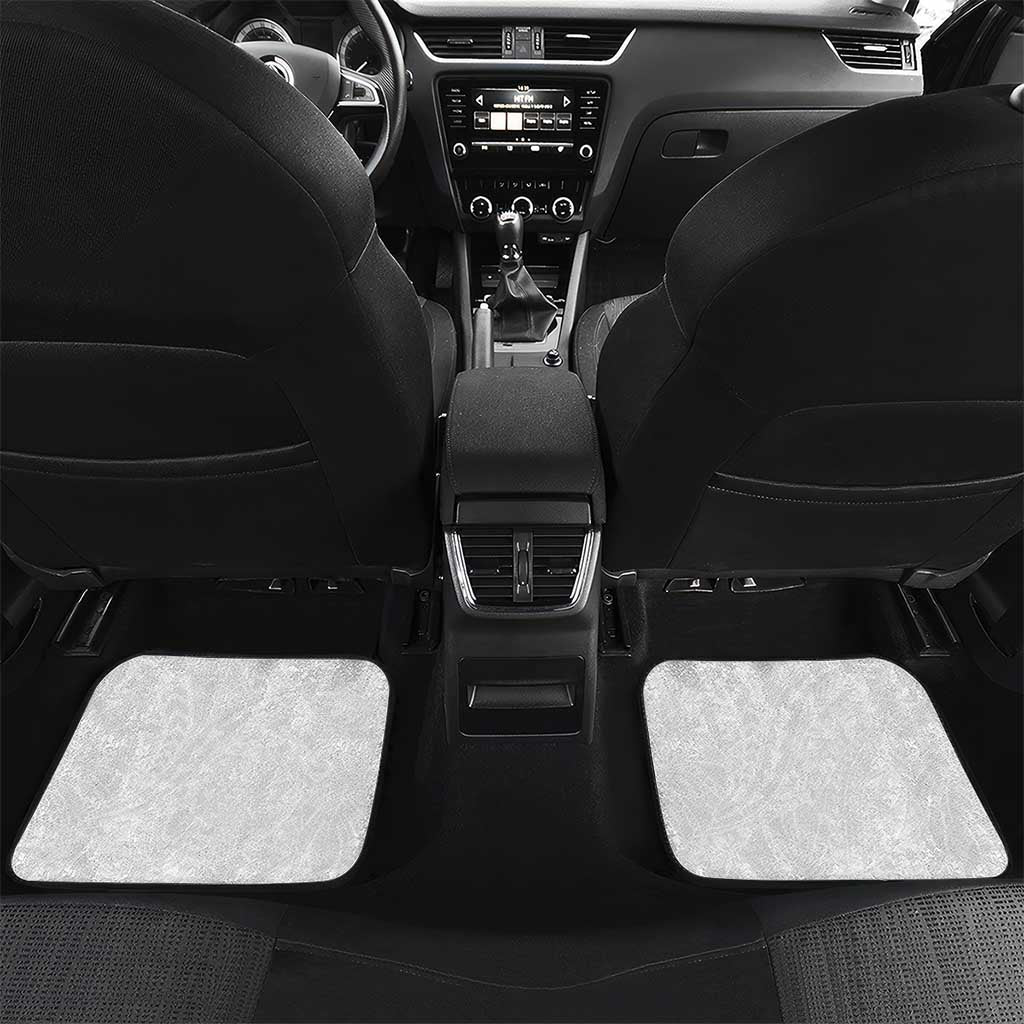 White Polynesia Car Mats Tribal Pattern Tropical Frangipani LT14 Set 2pcs - Back White - Polynesian Pride