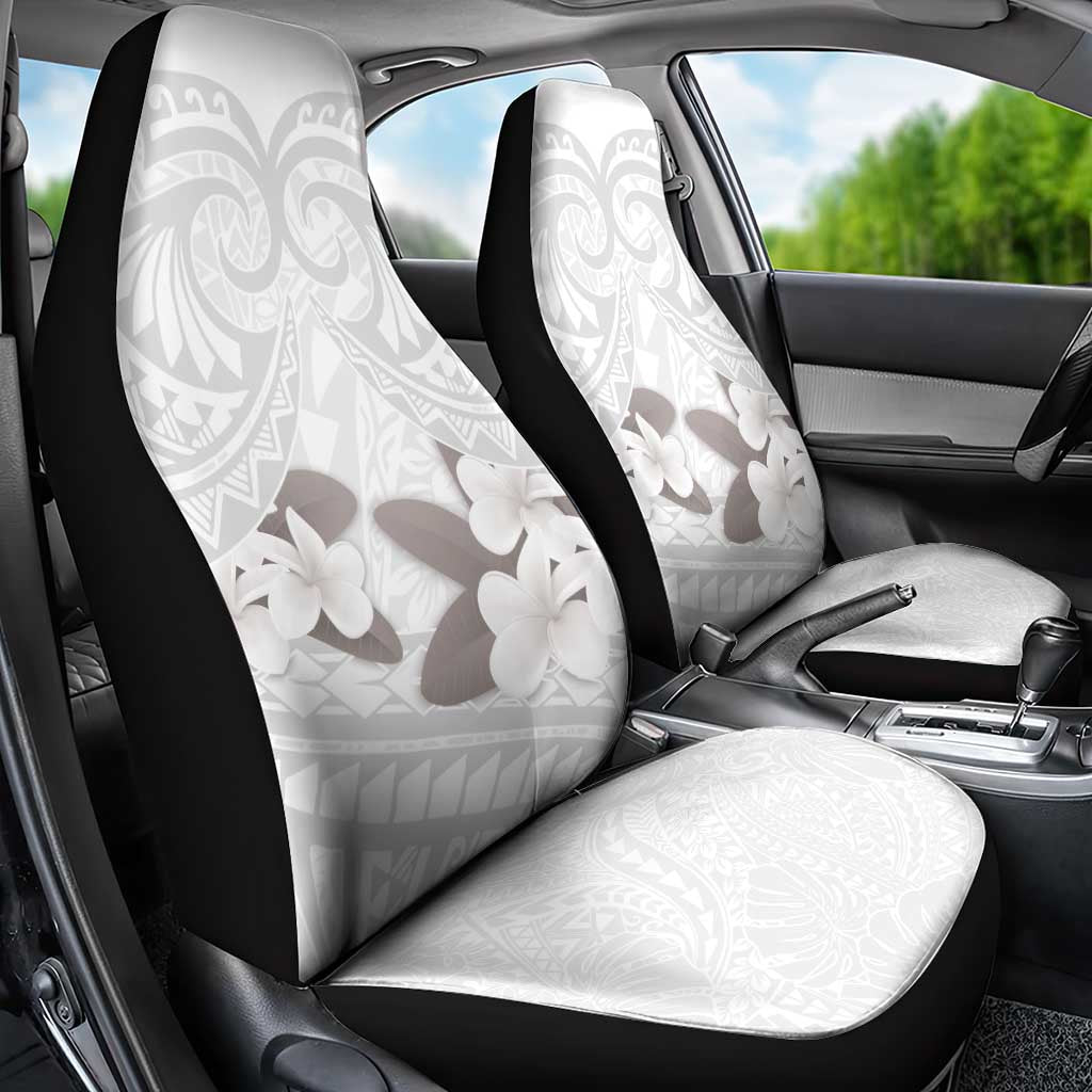 White Polynesia Car Seat Cover Tribal Pattern Tropical Frangipani LT14 - Polynesian Pride