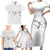 White Polynesia Family Matching Short Sleeve Bodycon Dress and Hawaiian Shirt Tribal Pattern Tropical Frangipani