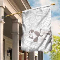 White Polynesia Garden Flag Tribal Pattern Tropical Frangipani LT14 House Flag White - Polynesian Pride