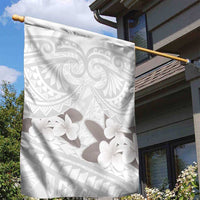 White Polynesia Garden Flag Tribal Pattern Tropical Frangipani LT14 - Polynesian Pride
