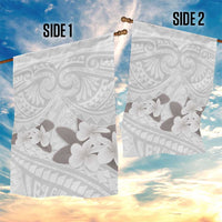 White Polynesia Garden Flag Tribal Pattern Tropical Frangipani LT14 - Polynesian Pride