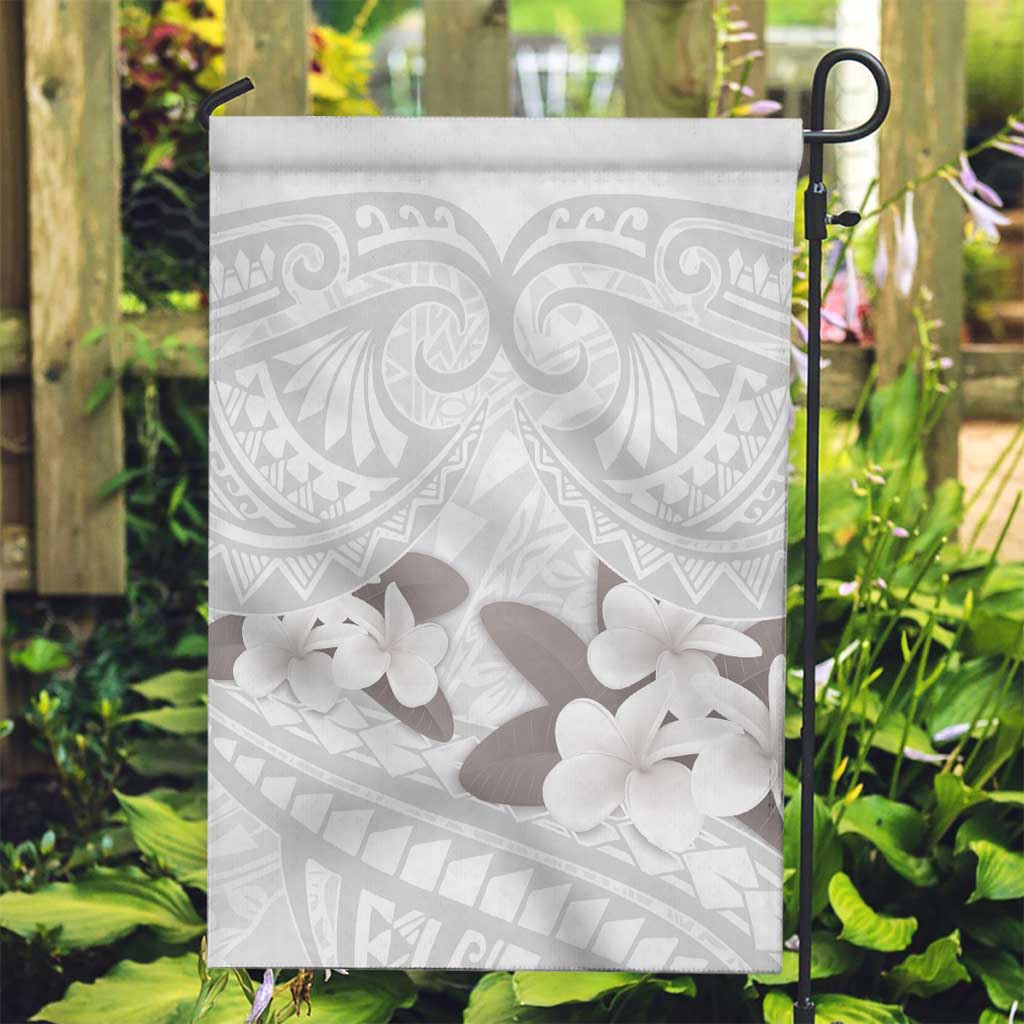 White Polynesia Garden Flag Tribal Pattern Tropical Frangipani LT14 Garden Flag White - Polynesian Pride