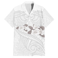 White Polynesia Hawaiian Shirt Tribal Pattern Tropical Frangipani LT14 White - Polynesian Pride
