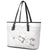 White Polynesia Leather Tote Bag Tribal Pattern Tropical Frangipani