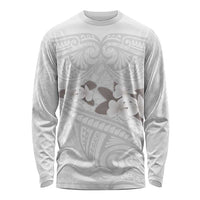 White Polynesia Long Sleeve Shirt Tribal Pattern Tropical Frangipani LT14 Unisex White - Polynesian Pride