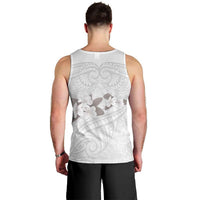 White Polynesia Men Tank Top Tribal Pattern Tropical Frangipani LT14 - Polynesian Pride