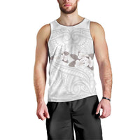 White Polynesia Men Tank Top Tribal Pattern Tropical Frangipani LT14 - Polynesian Pride
