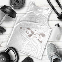 White Polynesia Men Tank Top Tribal Pattern Tropical Frangipani LT14 - Polynesian Pride