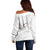 White Polynesia Off Shoulder Sweater Tribal Pattern Tropical Frangipani