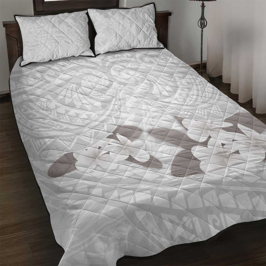 White Polynesia Quilt Bed Set Tribal Pattern Tropical Frangipani LT14 White - Polynesian Pride