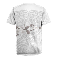 White Polynesia Rugby Jersey Tribal Pattern Tropical Frangipani LT14 - Polynesian Pride