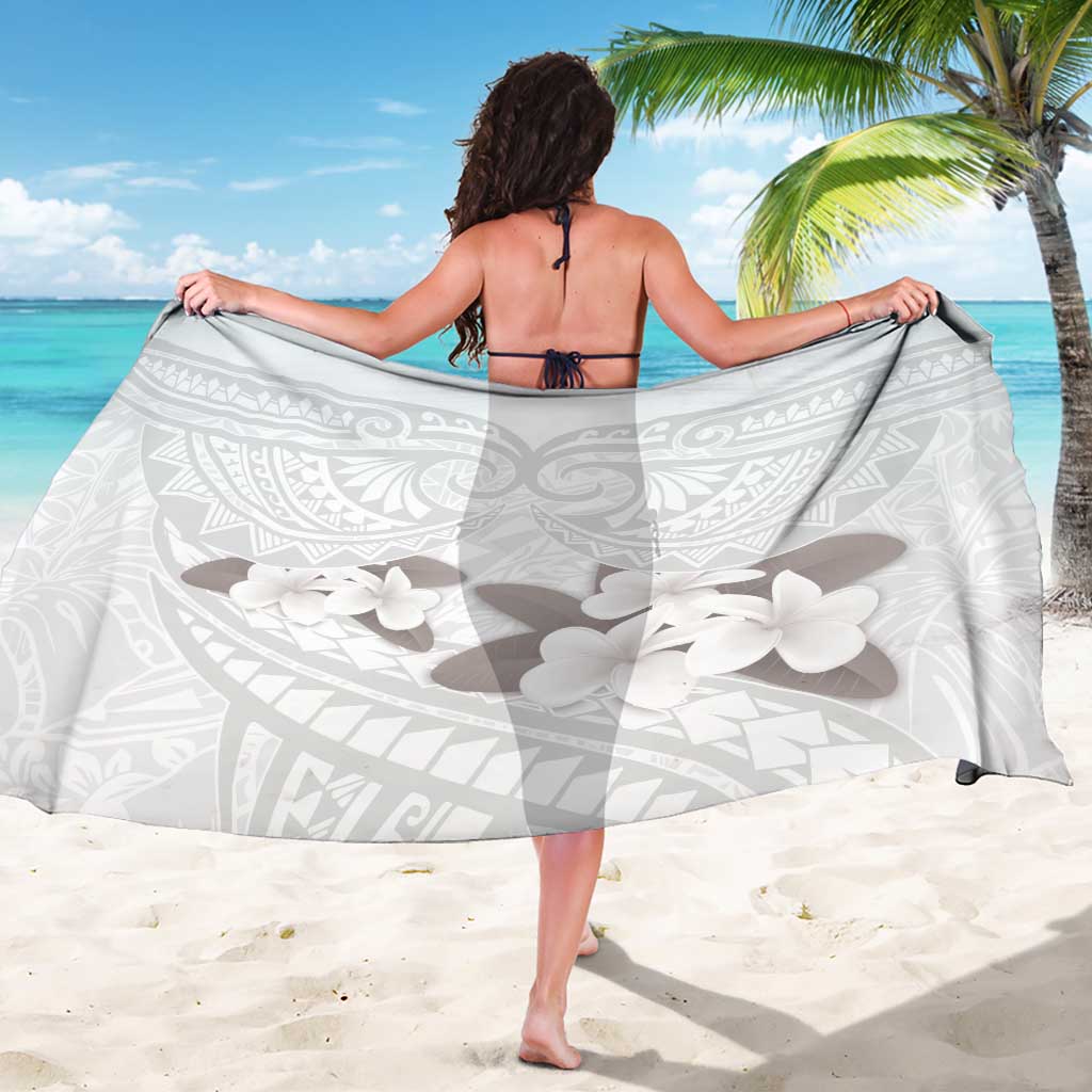 White Polynesia Sarong Tribal Pattern Tropical Frangipani LT14 - Polynesian Pride