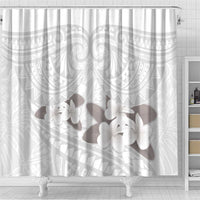 White Polynesia Shower Curtain Tribal Pattern Tropical Frangipani LT14 - Polynesian Pride