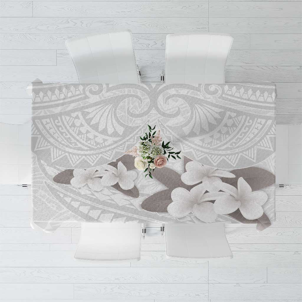 White Polynesia Tablecloth Tribal Pattern Tropical Frangipani LT14 White - Polynesian Pride