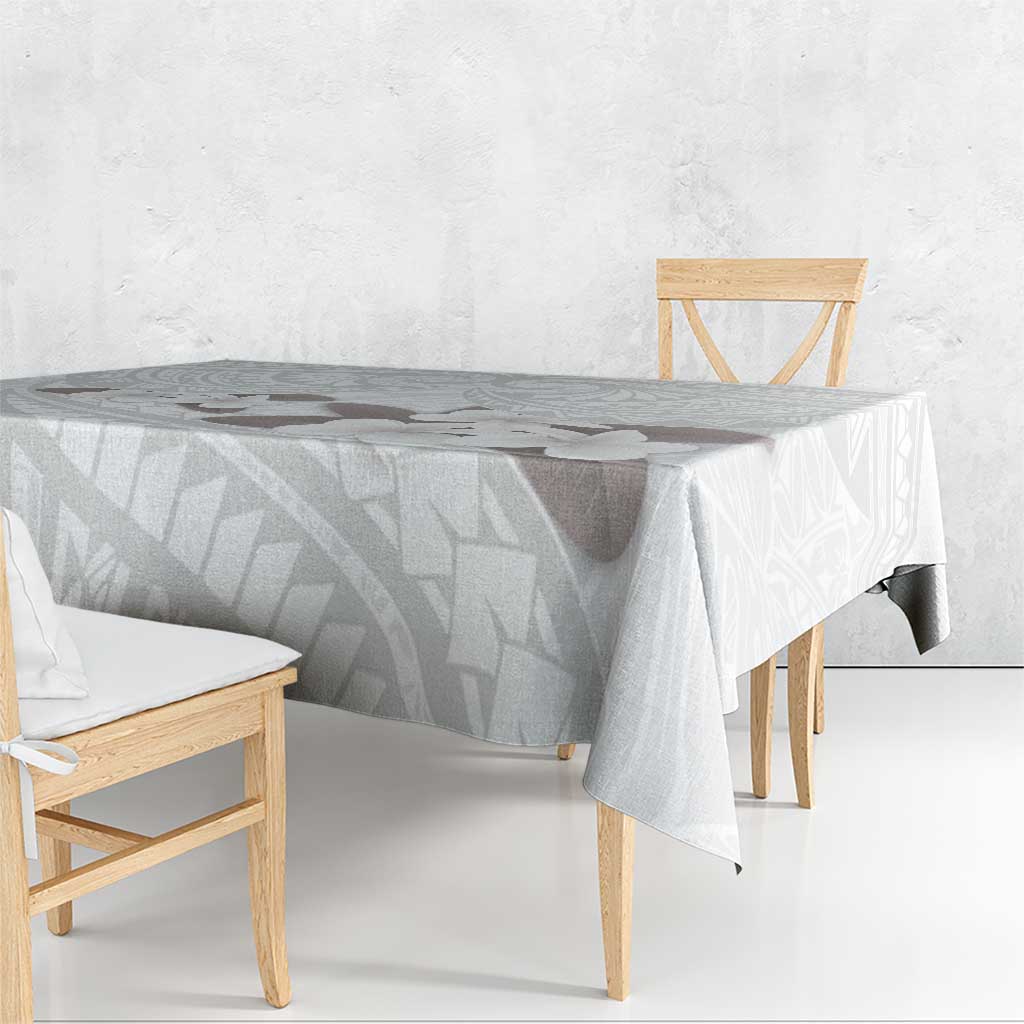 White Polynesia Tablecloth Tribal Pattern Tropical Frangipani LT14 - Polynesian Pride