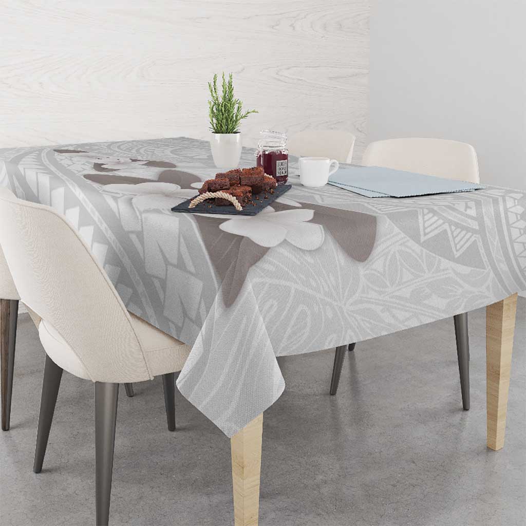 White Polynesia Tablecloth Tribal Pattern Tropical Frangipani LT14 - Polynesian Pride