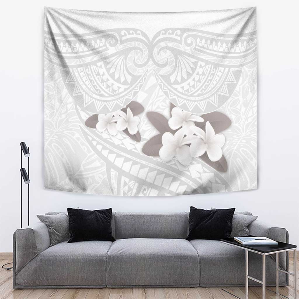 White Polynesia Tapestry Tribal Pattern Tropical Frangipani LT14 White - Polynesian Pride