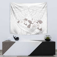 White Polynesia Tapestry Tribal Pattern Tropical Frangipani LT14 - Polynesian Pride