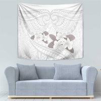 White Polynesia Tapestry Tribal Pattern Tropical Frangipani LT14 - Polynesian Pride