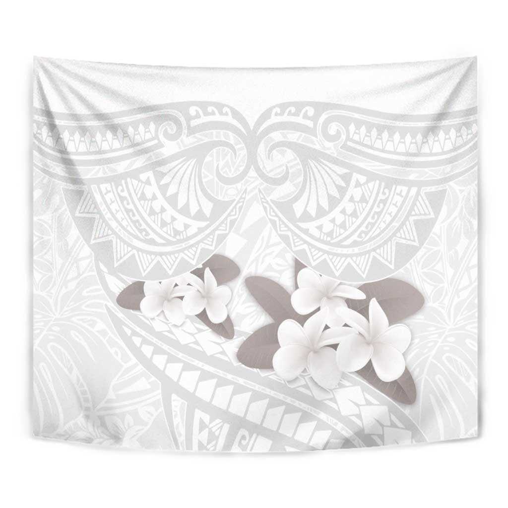 White Polynesia Tapestry Tribal Pattern Tropical Frangipani LT14 - Polynesian Pride