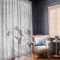 White Polynesia Window Curtain Tribal Pattern Tropical Frangipani LT14 - Polynesian Pride
