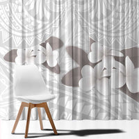 White Polynesia Window Curtain Tribal Pattern Tropical Frangipani LT14 - Polynesian Pride