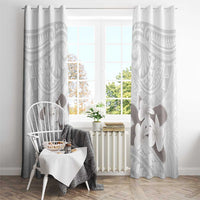 White Polynesia Window Curtain Tribal Pattern Tropical Frangipani LT14 - Polynesian Pride