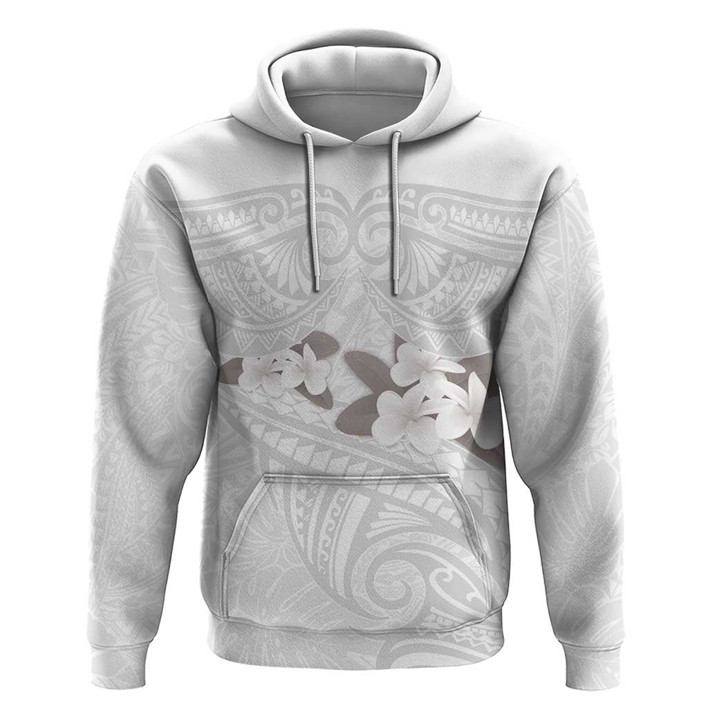 White Polynesia Zip Hoodie Tribal Pattern Tropical Frangipani LT14 Pullover Hoodie White - Polynesian Pride