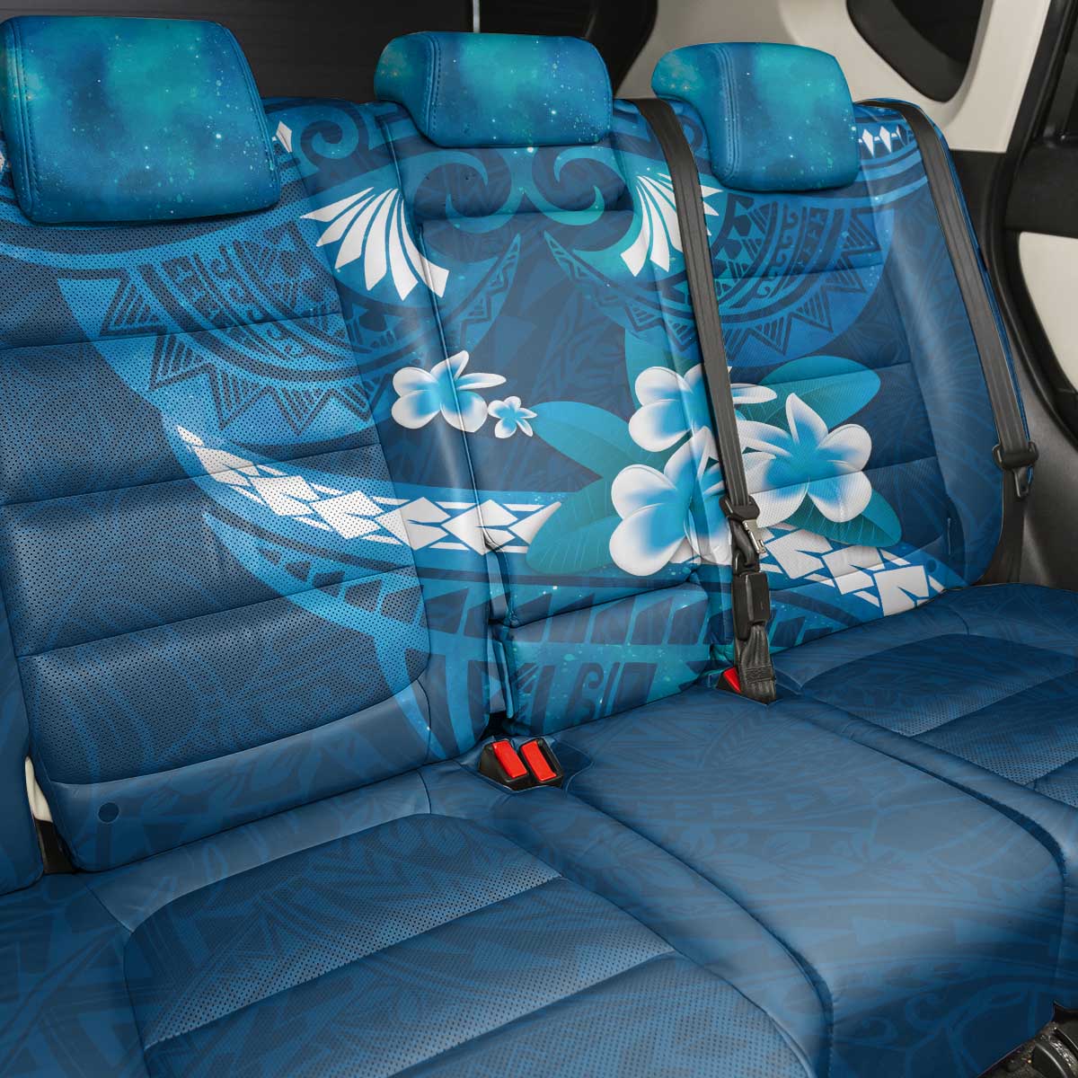 Blue Polynesia Back Car Seat Cover Tribal Pattern Tropical Frangipani LT14 - Polynesian Pride