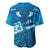 Blue Polynesia Baseball Jersey Tribal Pattern Tropical Frangipani