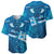 Blue Polynesia Baseball Jersey Tribal Pattern Tropical Frangipani