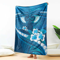 Blue Polynesia Blanket Tribal Pattern Tropical Frangipani LT14 - Polynesian Pride