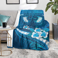 Blue Polynesia Blanket Tribal Pattern Tropical Frangipani LT14 - Polynesian Pride