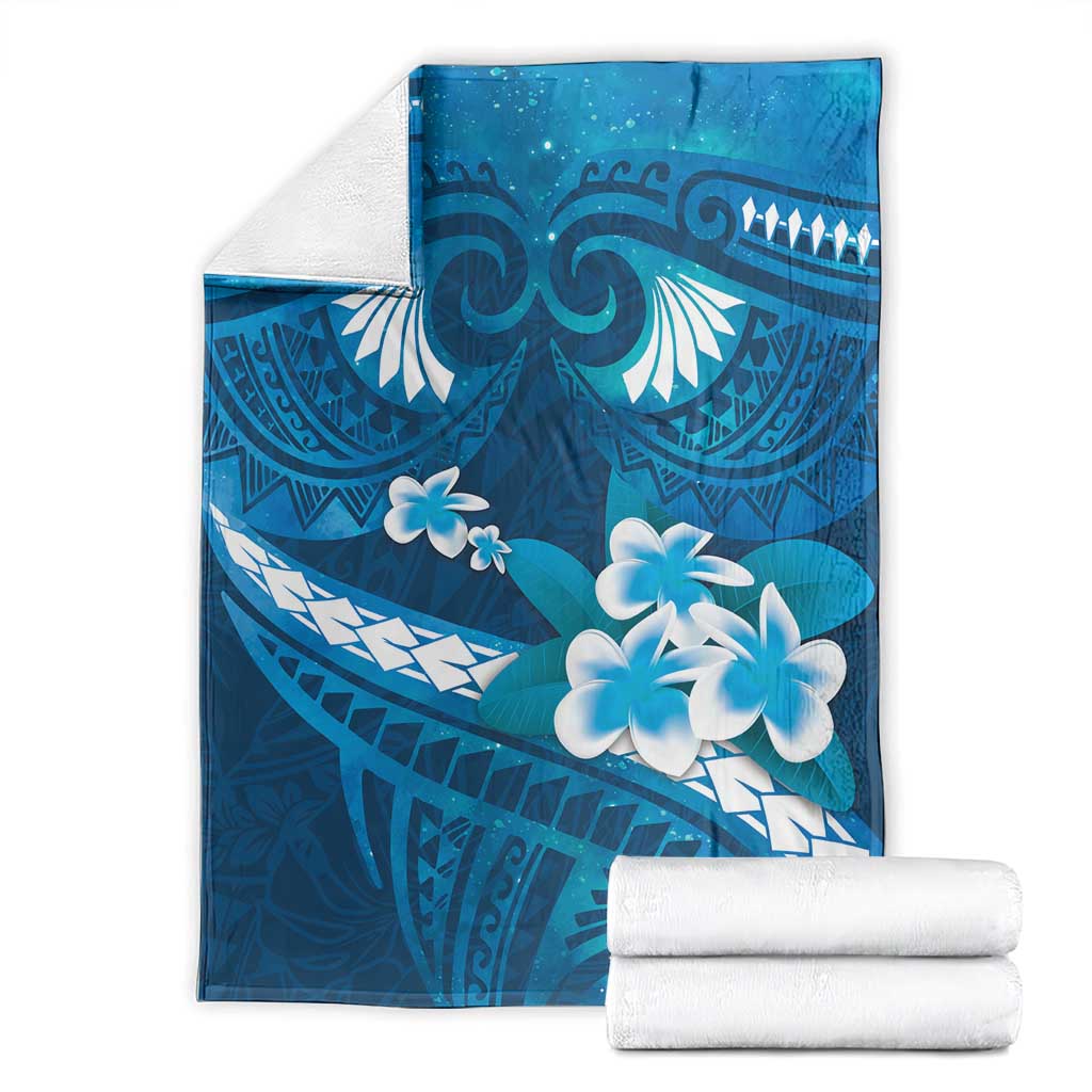 Blue Polynesia Blanket Tribal Pattern Tropical Frangipani LT14 - Polynesian Pride