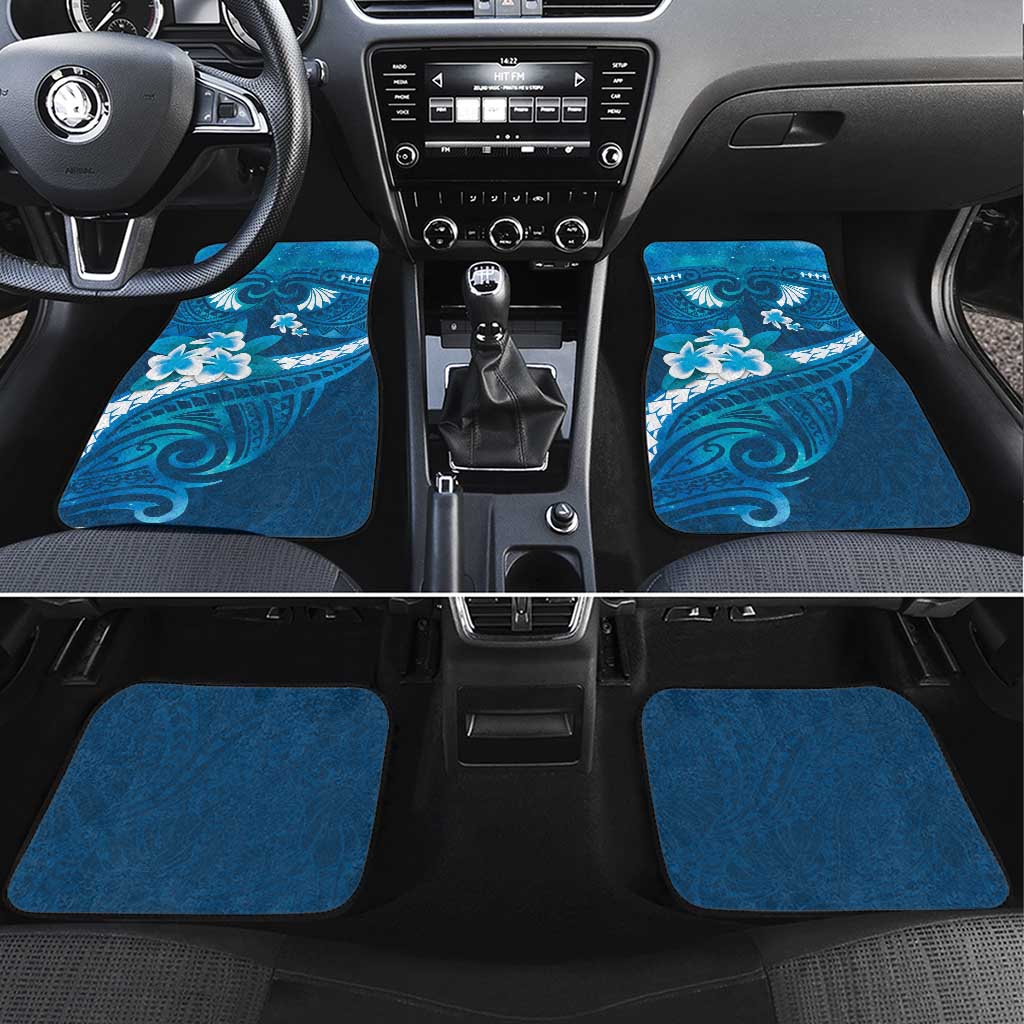 Blue Polynesia Car Mats Tribal Pattern Tropical Frangipani LT14 Set 4pcs Blue - Polynesian Pride
